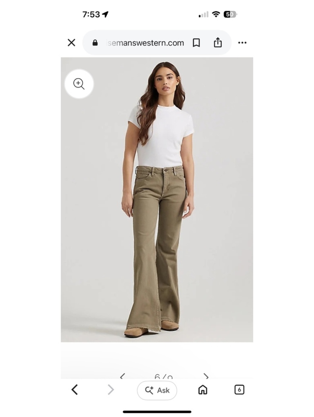 Wrangler Women's Olive Green Flared Jeans with Raw Hem - Picture 2 of 6